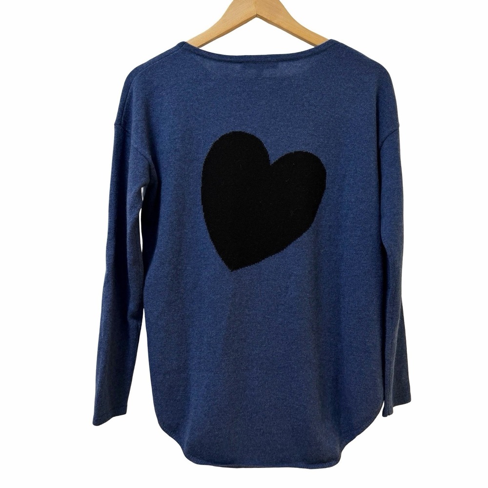 The‎ Cashmere Project Womens Cashmere Heart Lightweight Sweater Size M Blue Luxe